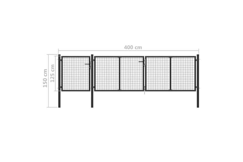 Grind stål 400x100 cm antracit - Grå - Staket & grind
