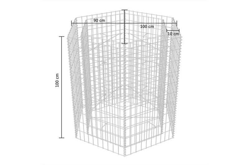 Hexagonal planteringsgabion upphöjd 100x90x100 cm - Silver - Staket & grind