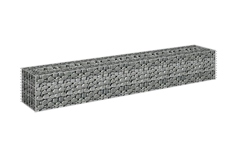Planteringsgabion upphöjd galvaniserat stål 180x30x30 cm - Silver - Staket & grind