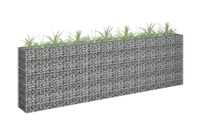 Planteringsgabion upphöjd galvaniserat stål 270x30x90 cm - Silver - Staket & grind