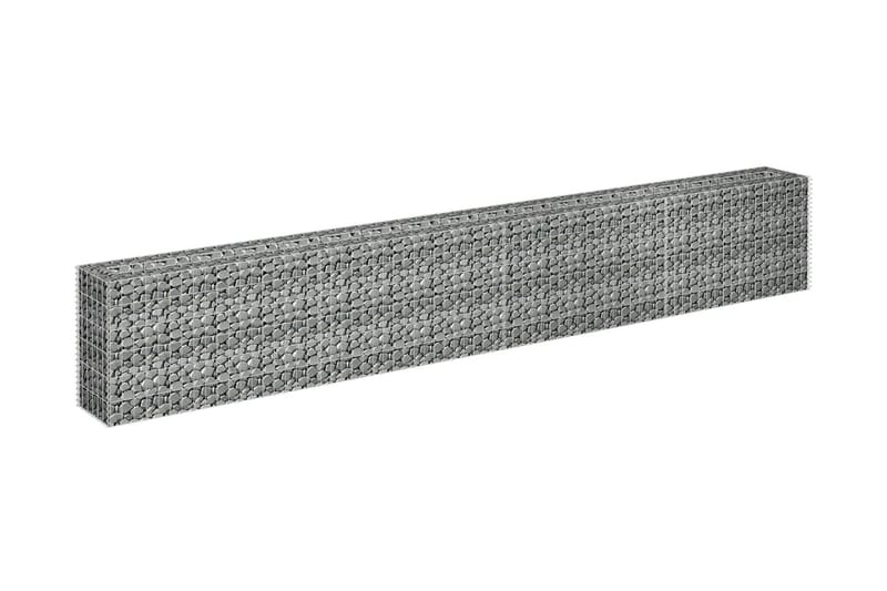 Planteringsgabion upphöjd galvaniserat stål 360x30x60 cm - Silver - Staket & grind
