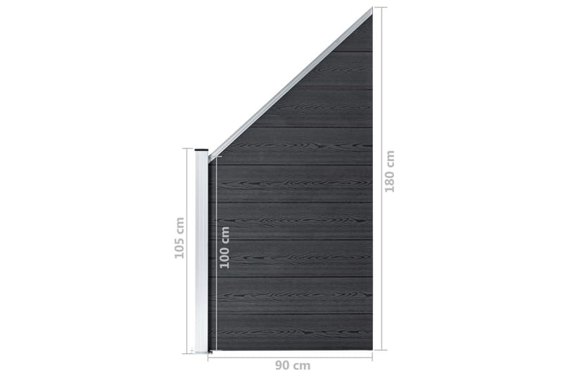 Staketpanel WPC 95x(105-180) cm grå - Grå - Staket & grind