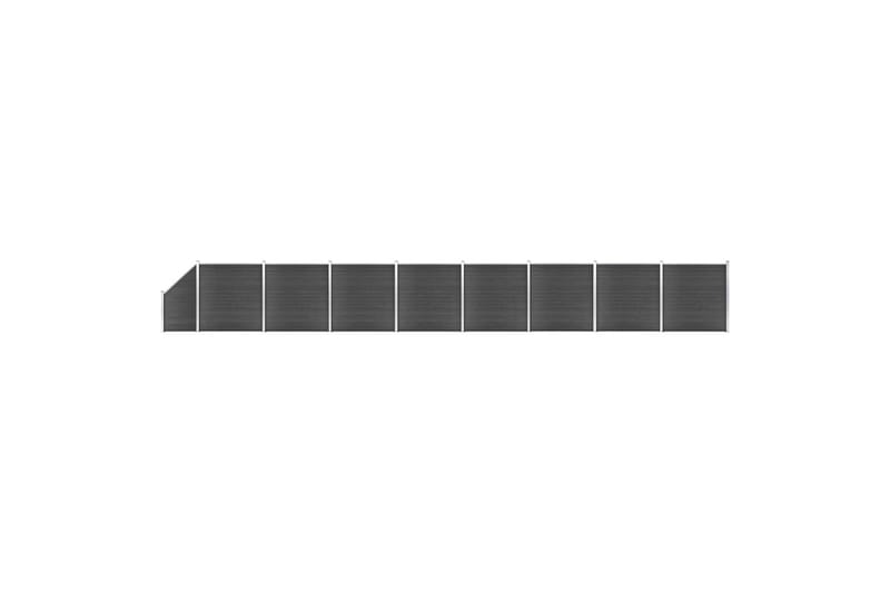 Staketpaneler WPC 1484x(105-186) cm svart - Svart - Staket & grind