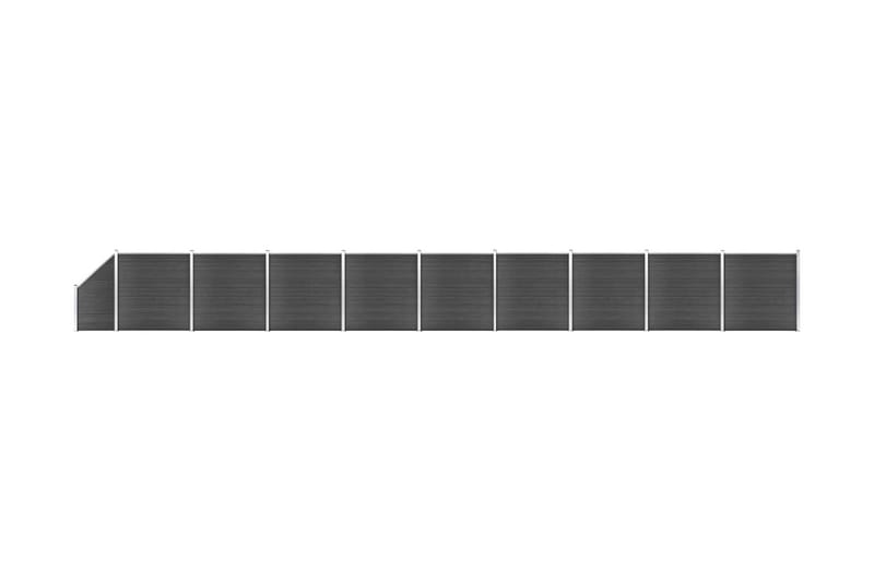 Staketpaneler WPC 1657x(105-186) cm svart - Svart - Staket & grind