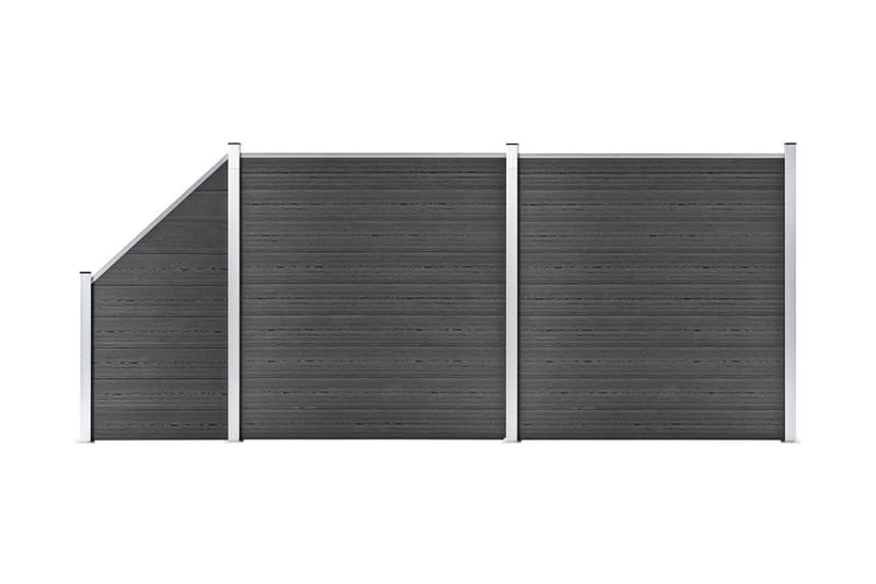 Staketpaneler WPC 446x(105-186) cm svart - Svart - Staket & grind
