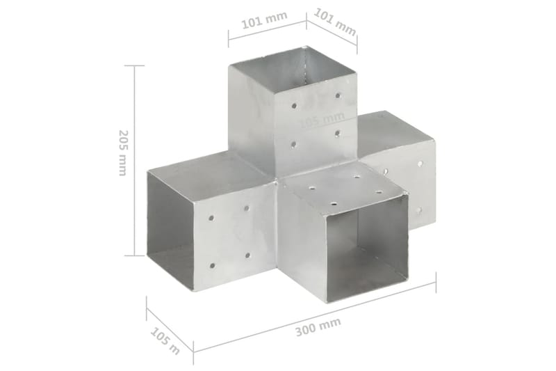 Stolpbeslag X-form galvaniserad metall 101x101 mm - Silver - Staket & grind