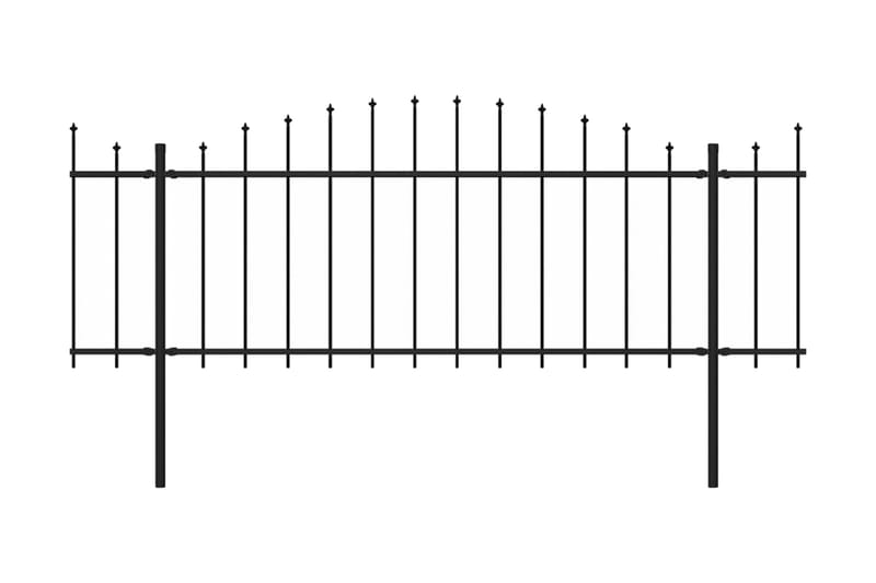 Trädgårdsstaket med spjuttopp stål (0,5-0,75)x10,2 m svart - Svart - Staket & grind