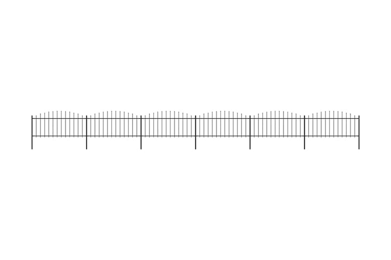 Trädgårdsstaket med spjuttopp stål (0,5-0,75)x10,2 m svart - Svart - Staket & grind
