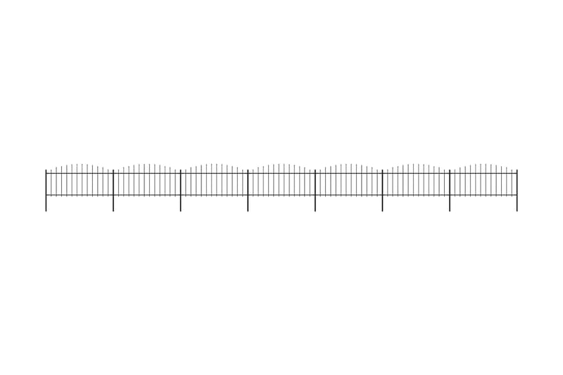 Trädgårdsstaket med spjuttopp stål (0,5-0,75)x11,9 m svart - Svart - Staket & grind