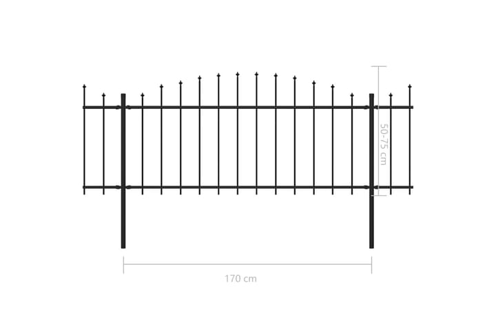 Trädgårdsstaket med spjuttopp stål (0,5-0,75)x11,9 m svart - Svart - Staket & grind