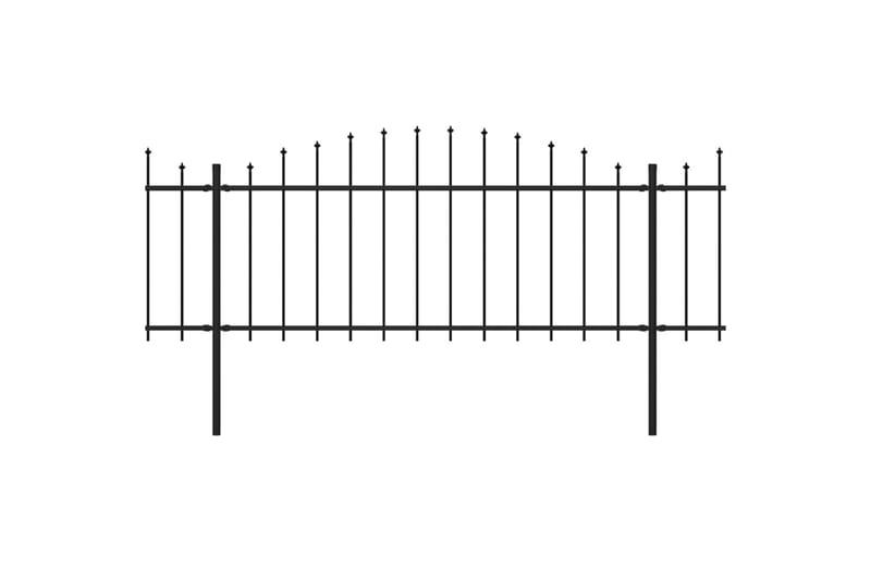 Trädgårdsstaket med spjuttopp stål (0,5-0,75)x13,6 m svart - Svart - Staket & grind