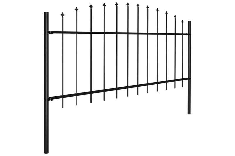 Trädgårdsstaket med spjuttopp stål (0,5-0,75)x13,6 m svart - Svart - Staket & grind