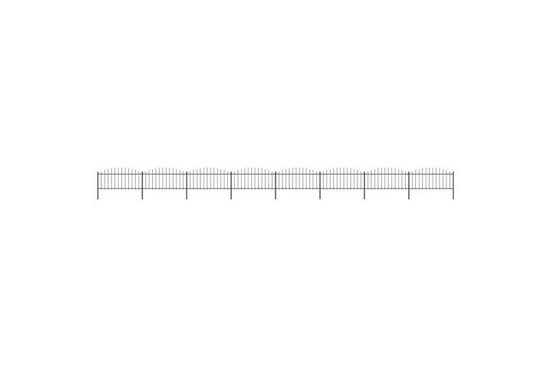 Trädgårdsstaket med spjuttopp stål (0,5-0,75)x13,6 m svart - Svart - Staket & grind