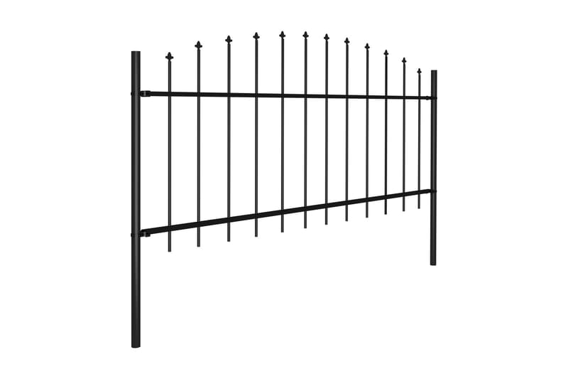 Trädgårdsstaket med spjuttopp stål (0,5-0,75)x17 m svart - Svart - Staket & grind