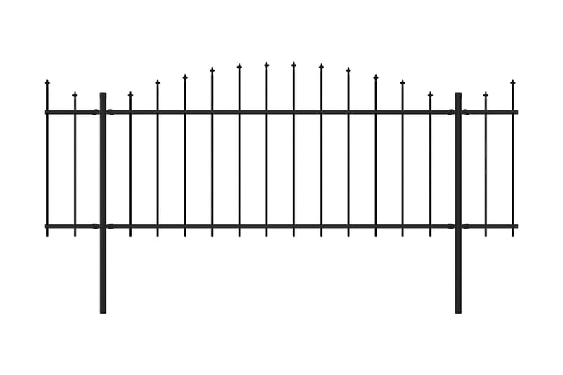 Trädgårdsstaket med spjuttopp stål (0,5-0,75)x17 m svart - Svart - Staket & grind