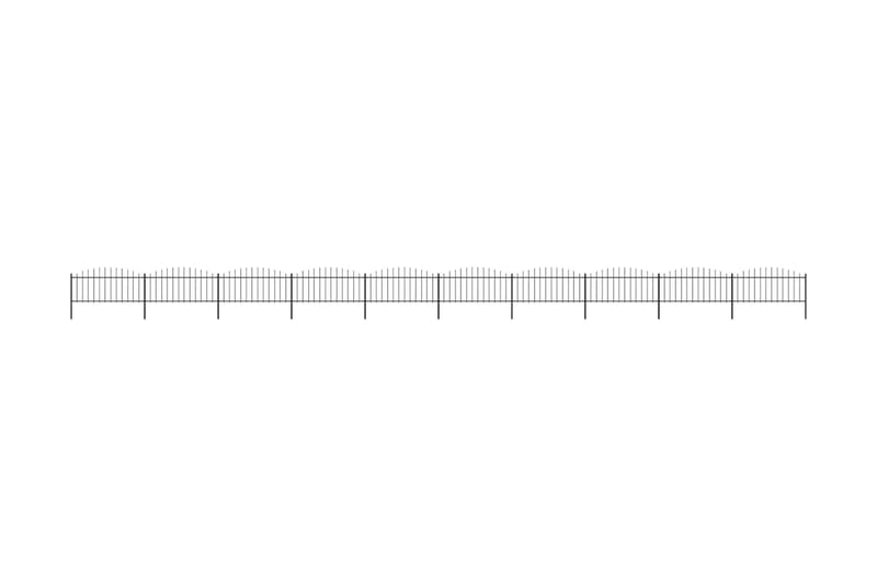 Trädgårdsstaket med spjuttopp stål (0,5-0,75)x17 m svart - Svart - Staket & grind