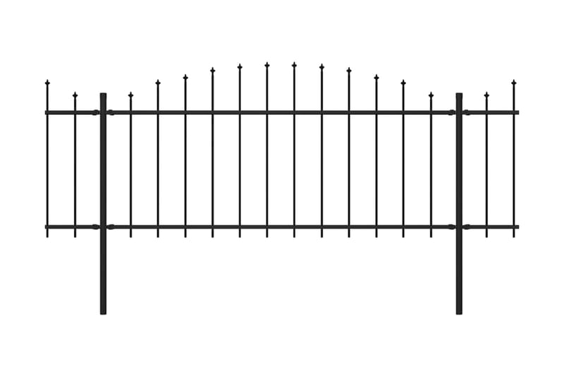 Trädgårdsstaket med spjuttopp stål (0,5-0,75)x5,1 m svart - Svart - Staket & grind