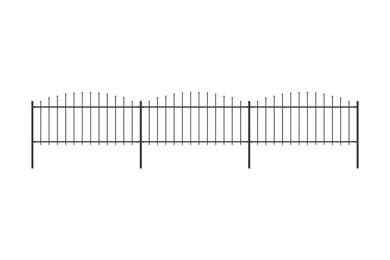 Trädgårdsstaket med spjuttopp stål (0,5-0,75)x5,1 m svart - Svart - Staket & grind