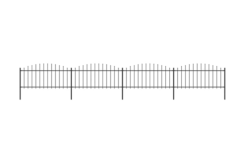 Trädgårdsstaket med spjuttopp stål (0,5-0,75)x6,8 m svart - Svart - Staket & grind