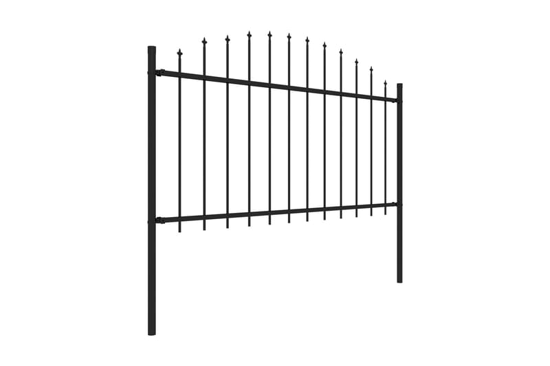 Trädgårdsstaket med spjuttopp stål (1,25-1,5)x11,9 m svart - Svart - Staket & grind