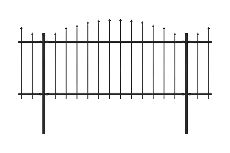 Trädgårdsstaket med spjuttopp stål (1,25-1,5)x11,9 m svart - Svart - Staket & grind