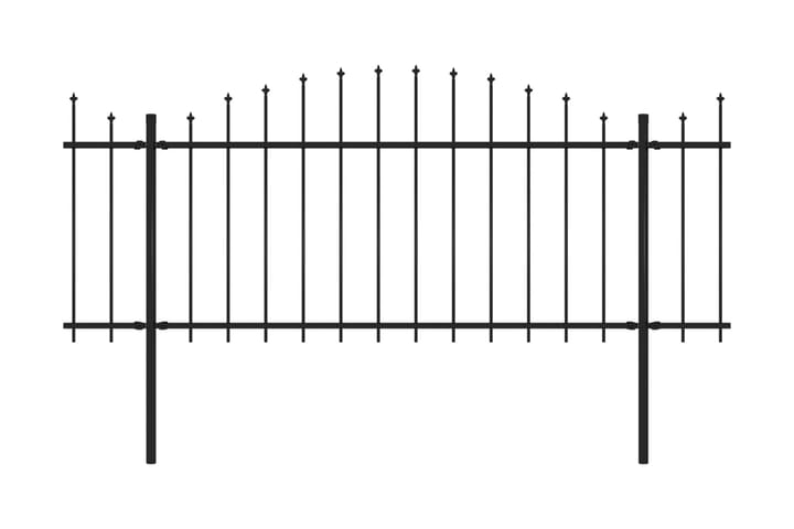 Trädgårdsstaket med spjuttopp stål (1,25-1,5)x11,9 m svart - Svart - Staket & grind