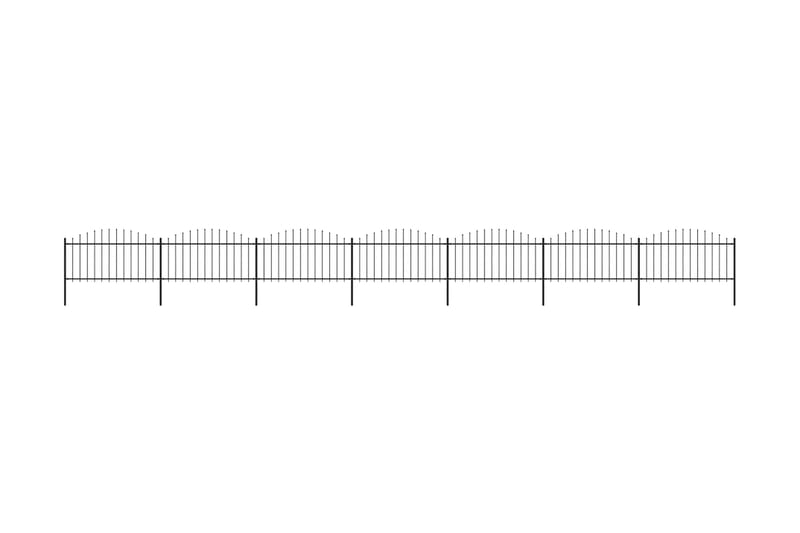 Trädgårdsstaket med spjuttopp stål (1,25-1,5)x11,9 m svart - Svart - Staket & grind