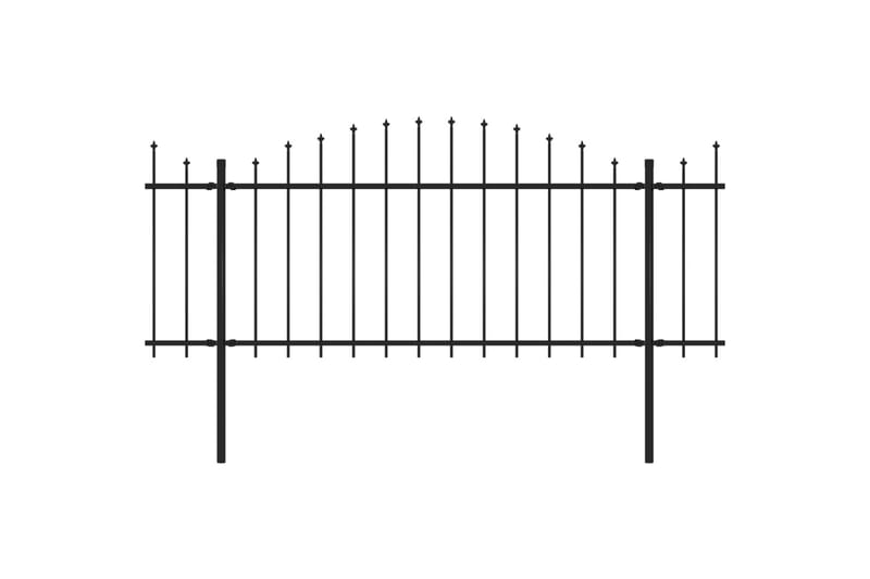 Trädgårdsstaket med spjuttopp stål (1,25-1,5)x13,6 m svart - Svart - Staket & grind