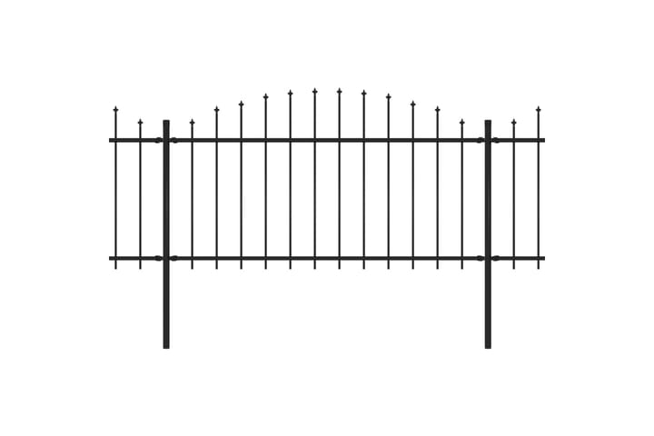 Trädgårdsstaket med spjuttopp stål (1,25-1,5)x13,6 m svart - Svart - Staket & grind