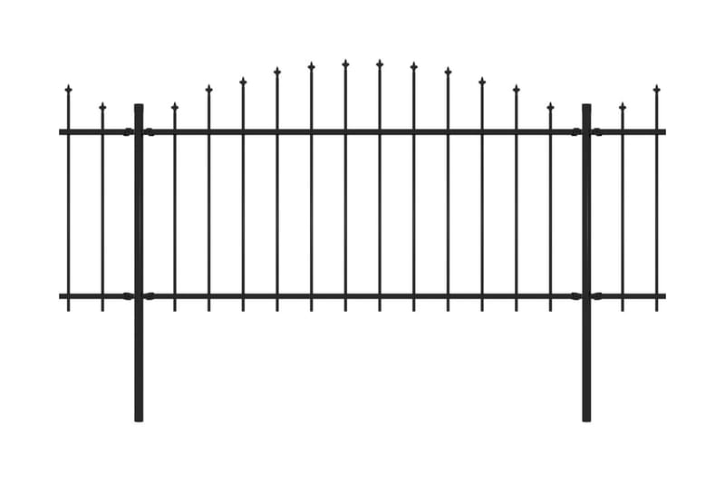 Trädgårdsstaket med spjuttopp stål (1,25-1,5)x3,4 m svart - Svart - Staket & grind