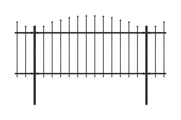 Trädgårdsstaket med spjuttopp stål (1,25-1,5)x3,4 m svart - Svart - Staket & grind