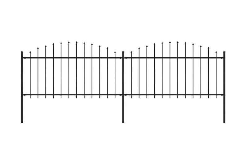 Trädgårdsstaket med spjuttopp stål (1,25-1,5)x3,4 m svart - Svart - Staket & grind