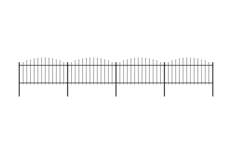 Trädgårdsstaket med spjuttopp stål (1,25-1,5)x6,8 m svart - Svart - Staket & grind
