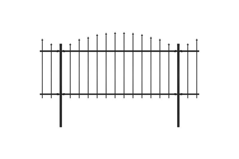 Trädgårdsstaket med spjuttopp stål (1,25-1,5)x8,5 m svart - Svart - Staket & grind
