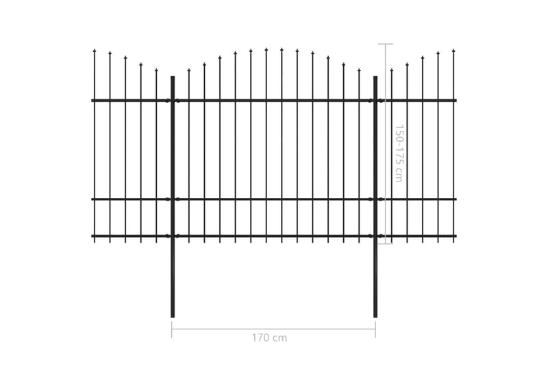 Trädgårdsstaket med spjuttopp stål (1,5-1,75)x13,6 m svart - Svart - Staket & grind