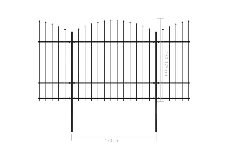 Trädgårdsstaket med spjuttopp stål (1,5-1,75)x17 m svart - Svart - Staket & grind
