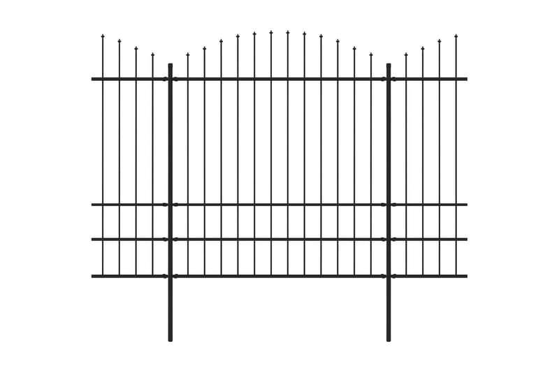 Trädgårdsstaket med spjuttopp stål (1,75-2)x11,9 m svart - Svart - Staket & grind