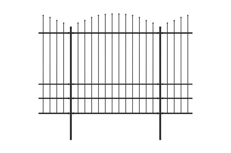 Trädgårdsstaket med spjuttopp stål (1,75-2)x17 m svart - Svart - Staket & grind