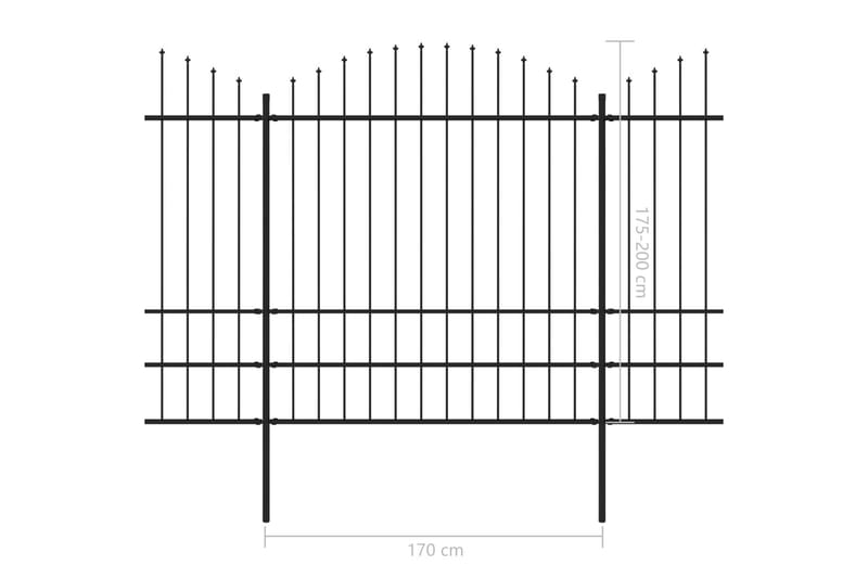 Trädgårdsstaket med spjuttopp stål (1,75-2)x17 m svart - Svart - Staket & grind