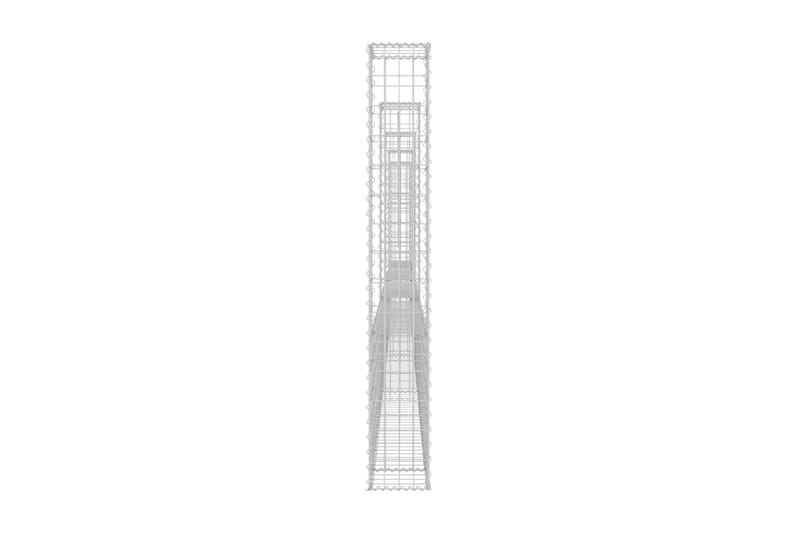 U-formad gabionkorg med 5 stolpar järn 500x20x150 cm - Silver - Staket & grind