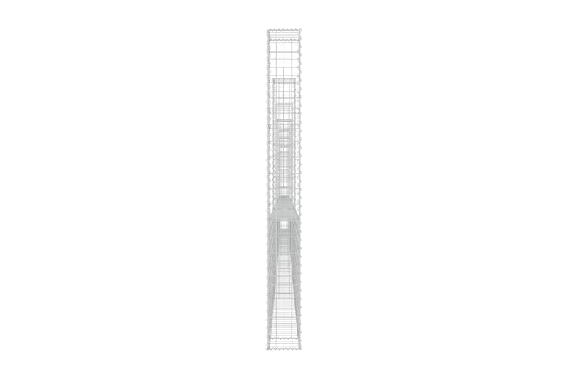 U-formad Gabionkorg med 7 stolpar järn 740x20x200 cm - Silver - Staket & grind