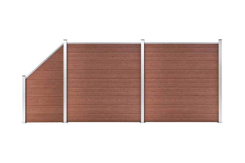 WPC-staketpanel 2 fyrkantig + 1 vinklad 446x186 cm brun - Brun - Staket & grind