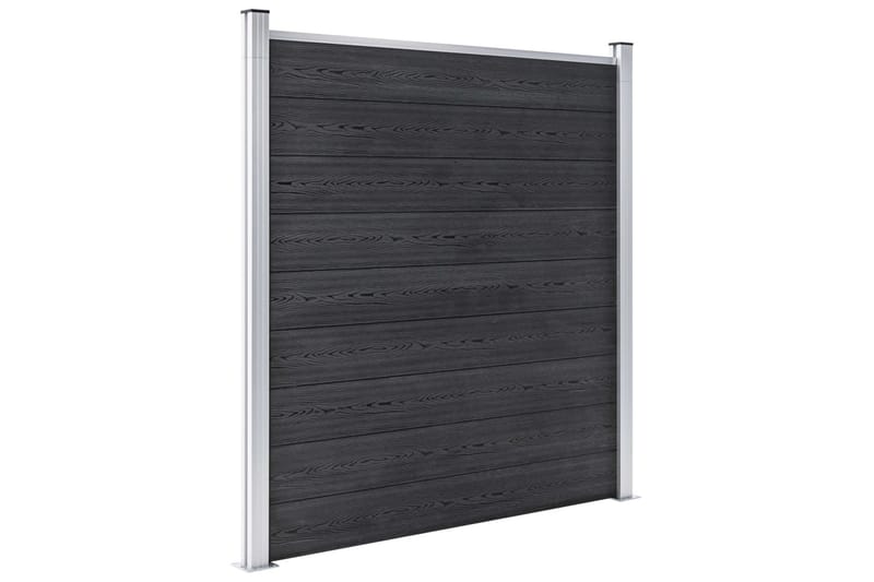 WPC-staketpanel 2 fyrkantig + 1 vinklad 446x186 cm grå - Grå - Staket & grind