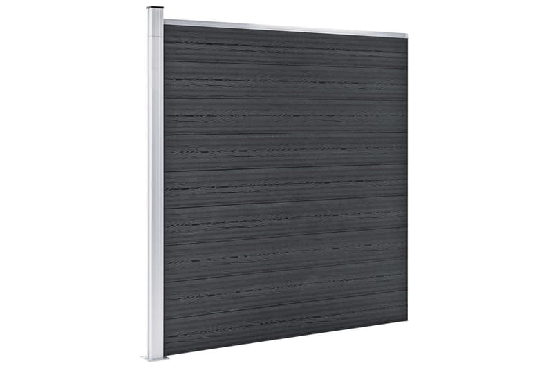 WPC-staketpanel 2 fyrkantig + 1 vinklad 446x186 cm grå - Grå - Staket & grind