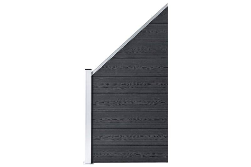 WPC-staketpanel 3 fyrkantig + 1 vinklad 619x186 cm grå - Grå - Staket & grind