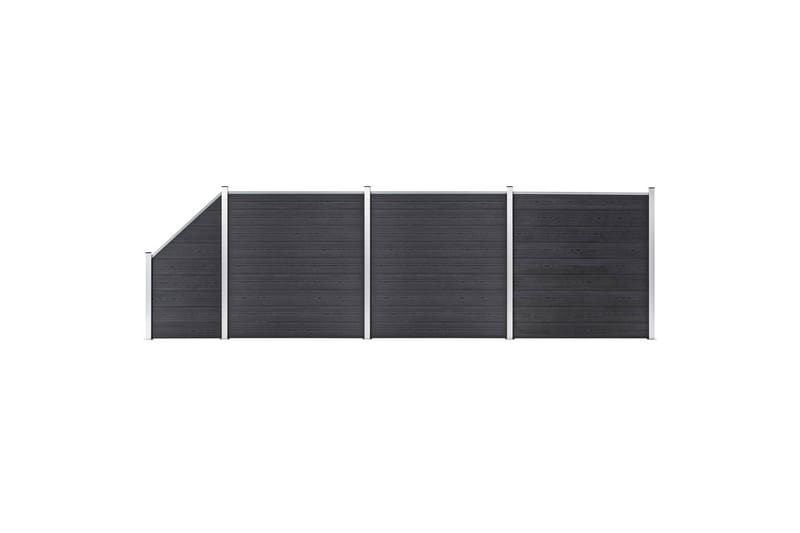 WPC-staketpanel 3 fyrkantig + 1 vinklad 619x186 cm grå - Grå - Staket & grind
