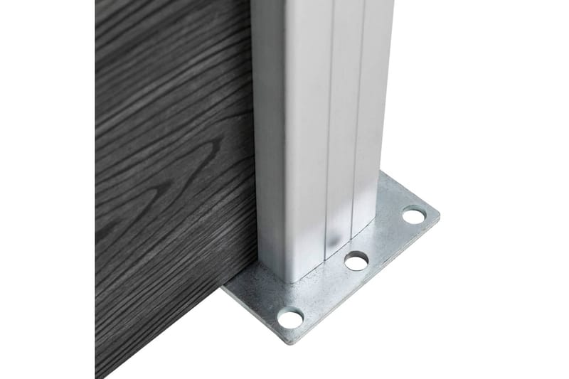 WPC-staketpanel 9 fyrkantig + 1 vinklad 1657x186 cm grå - Grå - Staket & grind