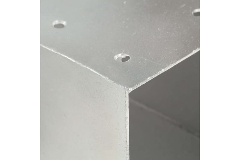 Stolpbeslag 4 st Y-form galvaniserad metall 101x101 mm - Silver - Staket & grind