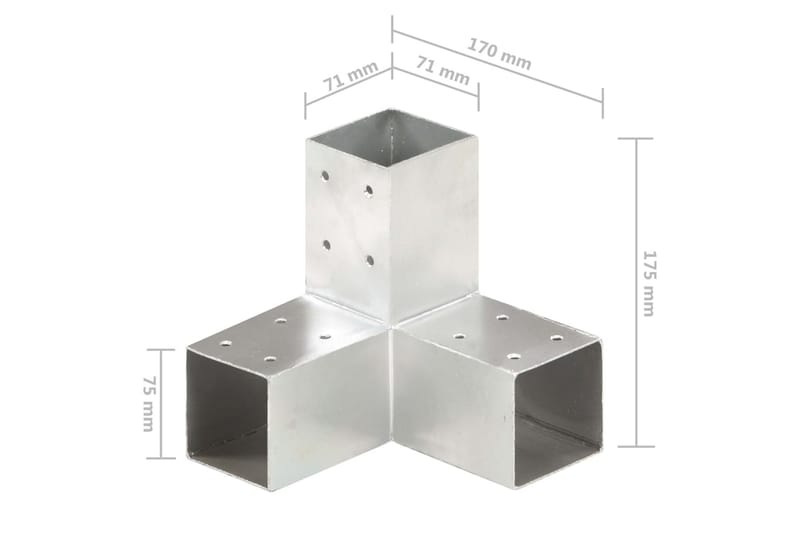 Stolpbeslag 4 st Y-form galvaniserad metall 71x71 mm - Silver - Staket & grind