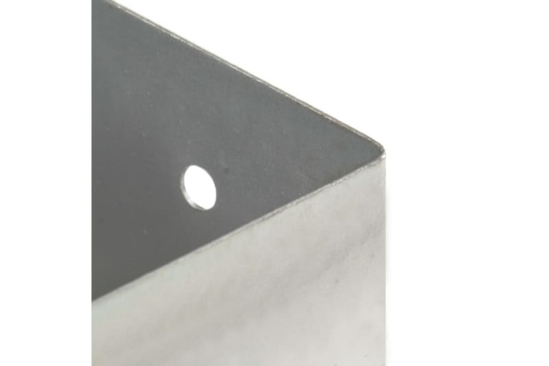 Stolpfot 4 st galvaniserad metall 81 mm - Silver - Staket & grind